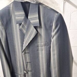 Striped Blue and Gray Boys Suit